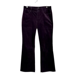 Talbots Dark Purple Velvet Wide Leg Bootcut Flare Low Rise Trouser Pants Size 8